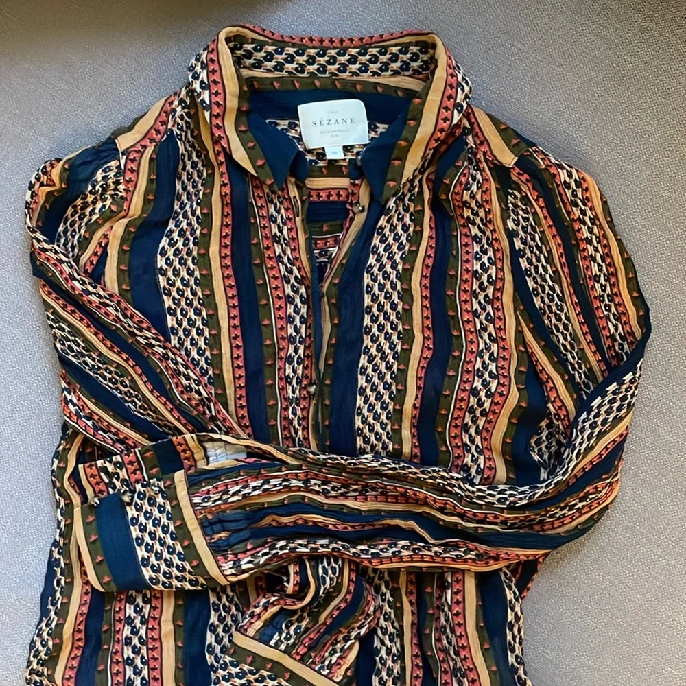 Sezane Multicolor Striped Button Down Shirt - Picture 6 of 6